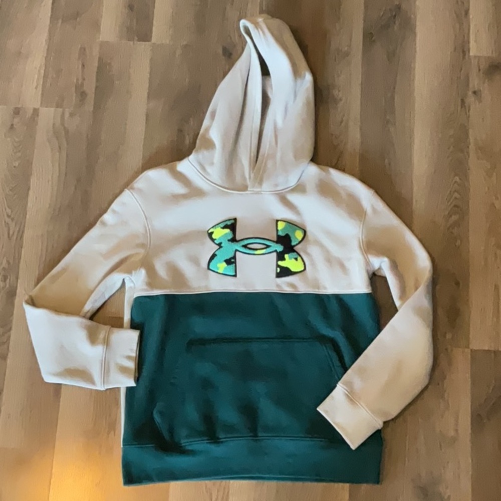 Under Armour Kids Hoodie in Cream and Green